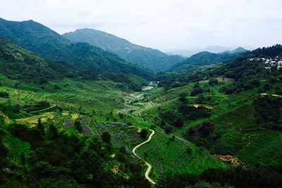 High angle view of country road