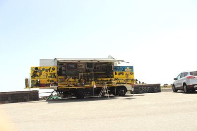 Built structure on road against clear sky