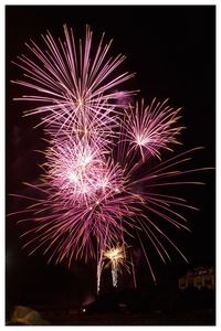 Low angle view of firework display against sky at night