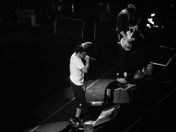 Boy playing in the dark