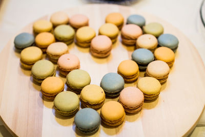 High angle view of dessert on table