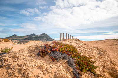 Scenic view of land against sky