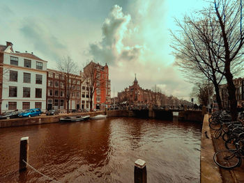 View of canal along buildings