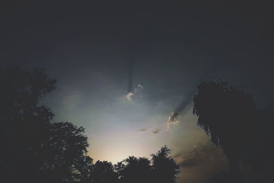 Low angle view of silhouette trees against sky