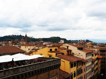 High angle view of townscape against sky