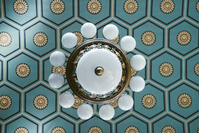 Directly below shot of ornate ceiling