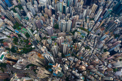 Aerial view of modern buildings in city