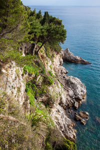 The beautiful cliffs at the coast of dubrovnik city