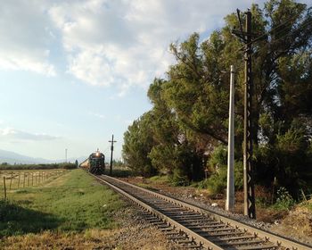 Railroad track passing through field