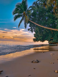 Scenic view of sea against sky at sunset