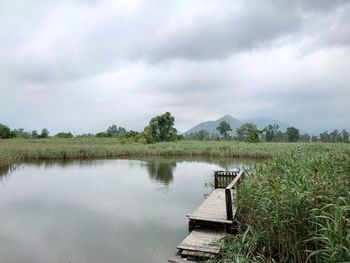 Scenic view of lake against sky