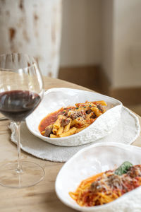 Close-up of food in plate on table