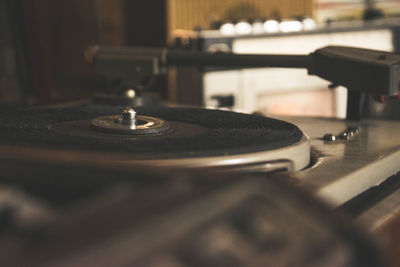 Close-up of turntable