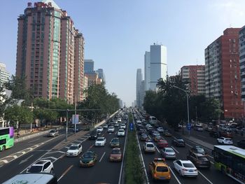 Traffic on road in city