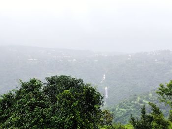 High angle view of trees against sky