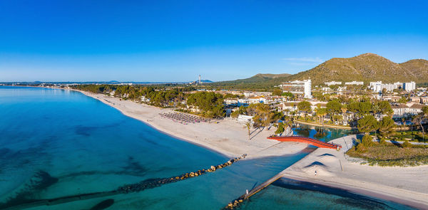 Aerial view of the beach in palma de mallorca