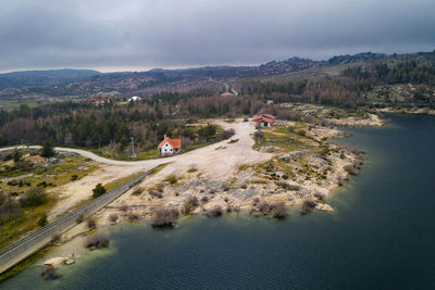 Aerial drone view landscape of vale glaciar do zezere valley in serra estrela, portugal