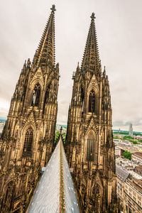 View of the cologne cathedral towers, germany.