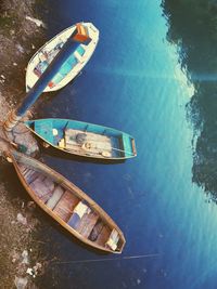 Boats in calm lake