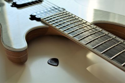 High angle view of guitar