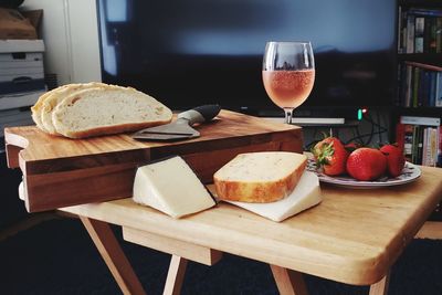 Fruits and vegetables on cutting board