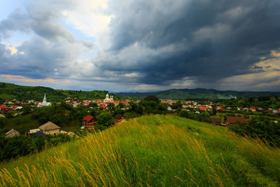 Panoramic shot of townscape against sky