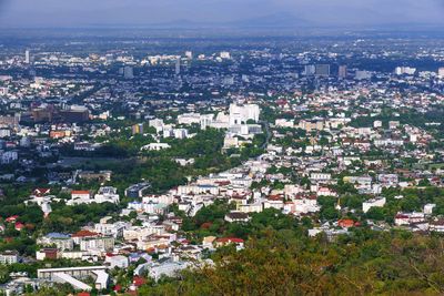 High angle view of townscape against sky.chiang mai,thailand.