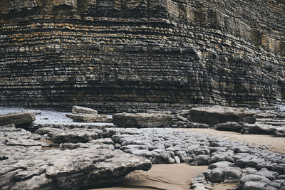 Scenic view of rocks on shore