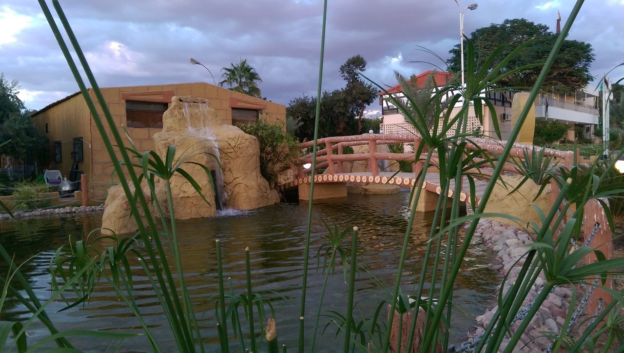 architecture, built structure, building exterior, sky, water, cloud - sky, house, tree, residential structure, cloud, residential building, plant, reflection, cloudy, outdoors, building, canal, no people, day, palm tree