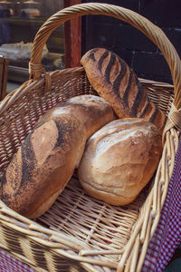 Close-up of bread in basket