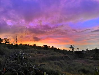 Scenic view of dramatic sky during sunset