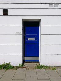 Closed door of building