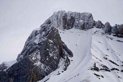 Scenic view of snow covered mountains against sky