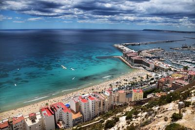 High angle view of sea against sky