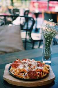 Food served in plate on table