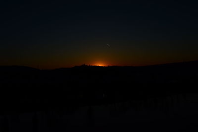 Scenic view of silhouette landscape against sky at sunset