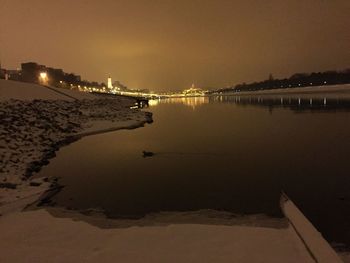 View of illuminated city at night