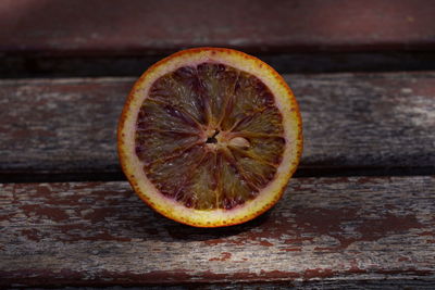 Close-up of orange slices on table