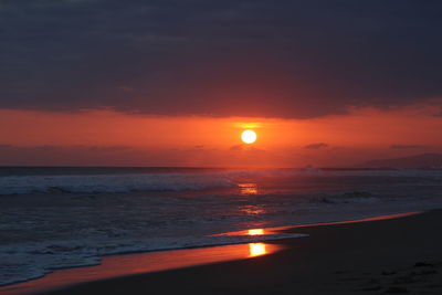 Scenic view of sea at sunset