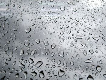 Full frame shot of raindrops on window