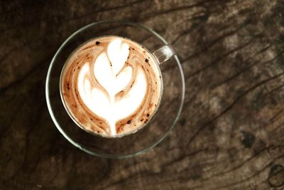 High angle view of coffee on table