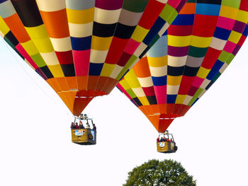 Low angle view of hot air balloons