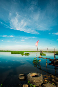 Scenic view of lake against sky