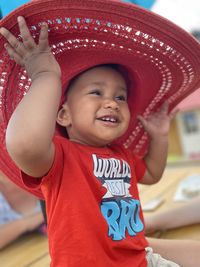 Portrait of kid wearing hat