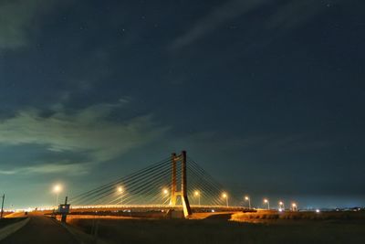 View of suspension bridge at night