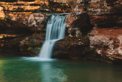 Scenic view of waterfall