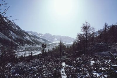 Scenic view of mountains against clear sky