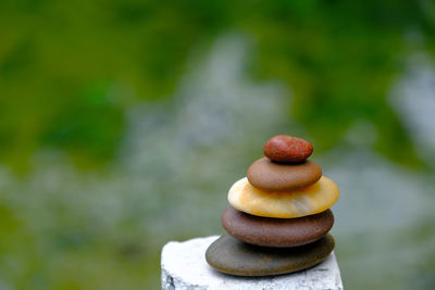 Close-up of stack of pebbles