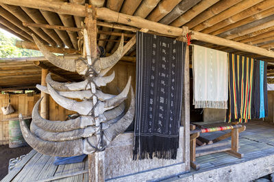 Clothes hanging on roof