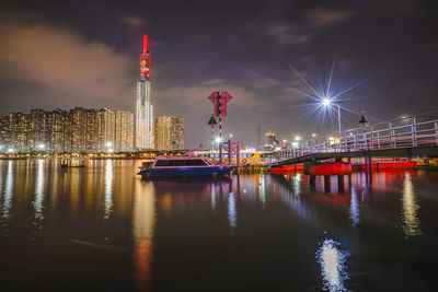 Illuminated city at night